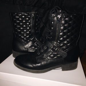 Faux Leather Combat Boots